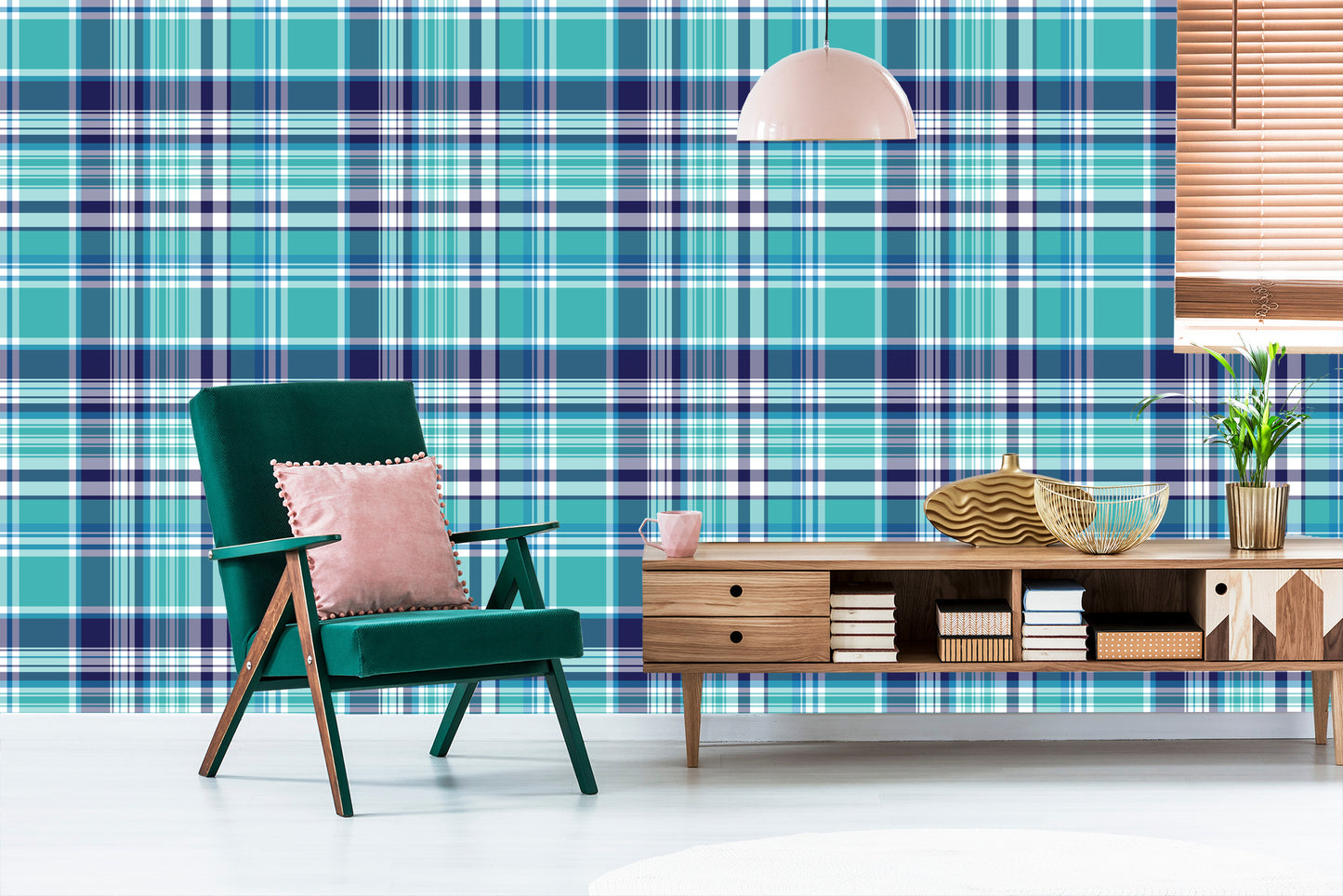 Wallpaper Geometric Modern Plaid For Living Room