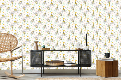 Wallpaper Giraffes And Leaves
