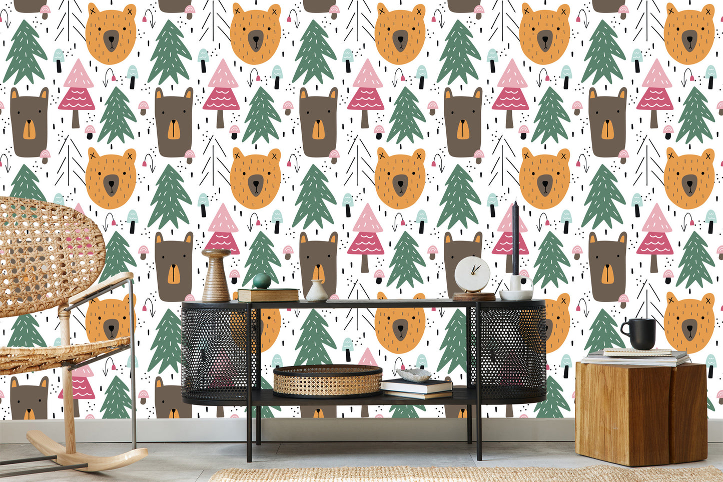 Wallpaper Bears And Christmas Trees