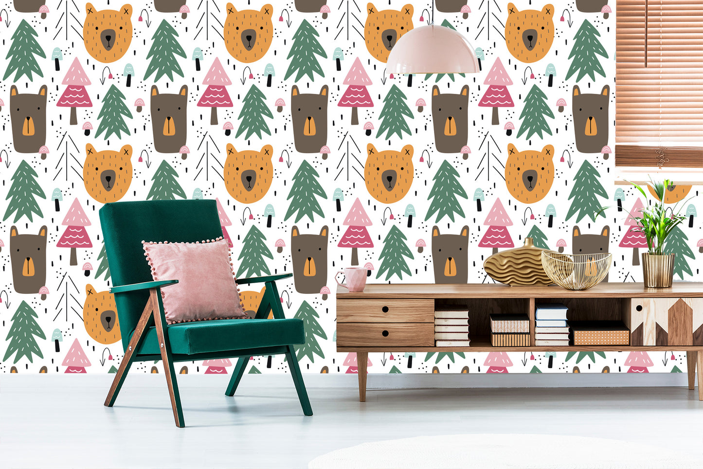 Wallpaper Bears And Christmas Trees