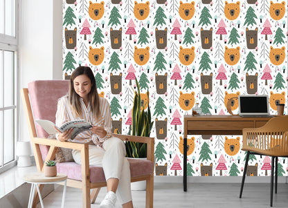 Wallpaper Bears And Christmas Trees
