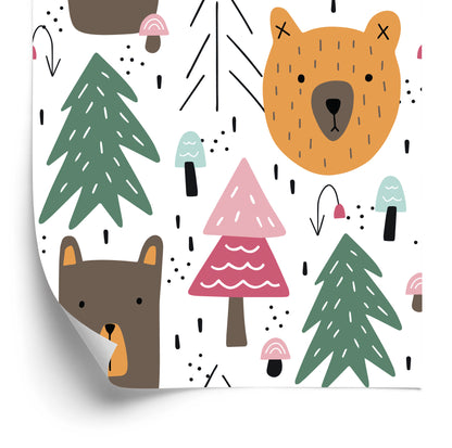 Wallpaper Bears And Christmas Trees