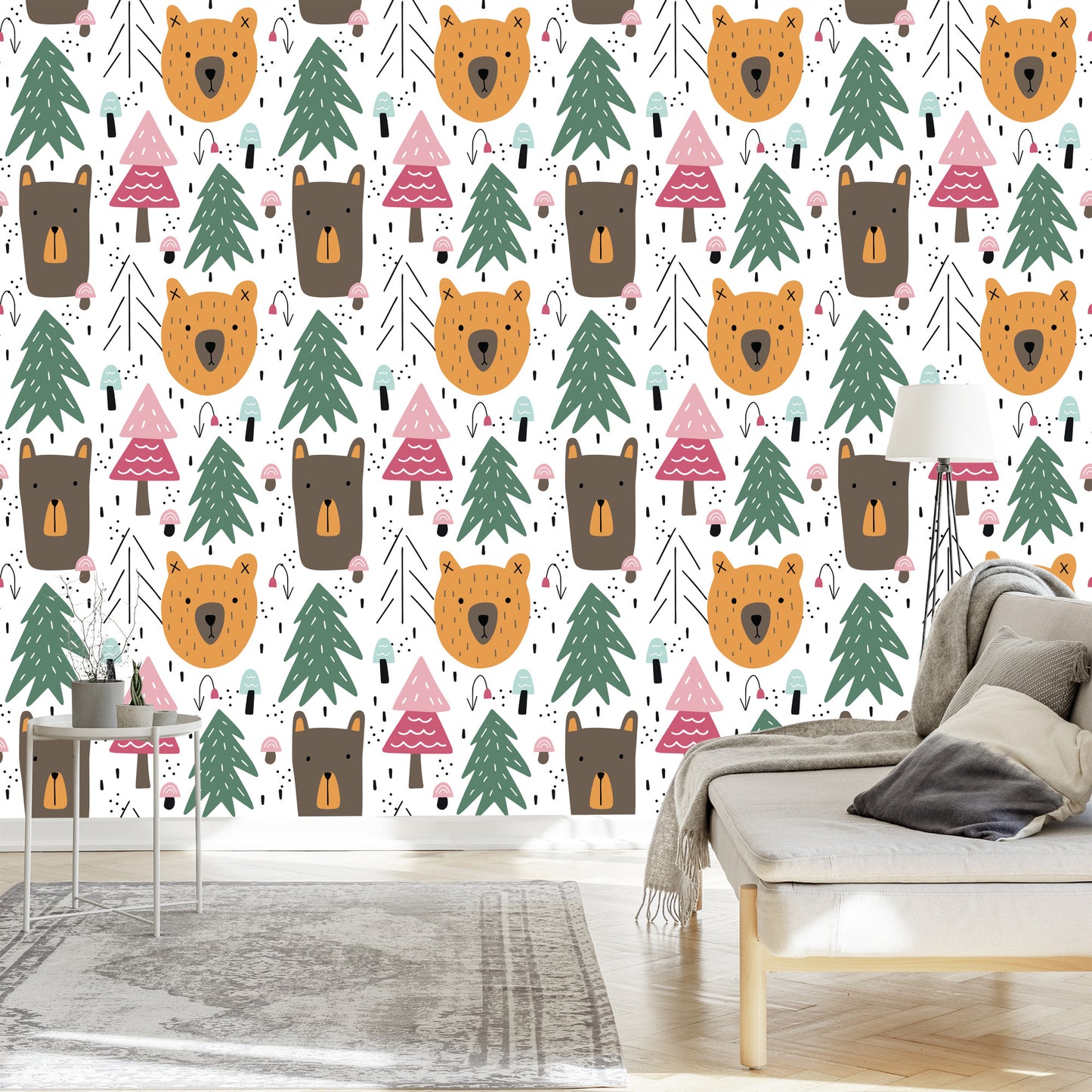 Wallpaper Bears And Christmas Trees