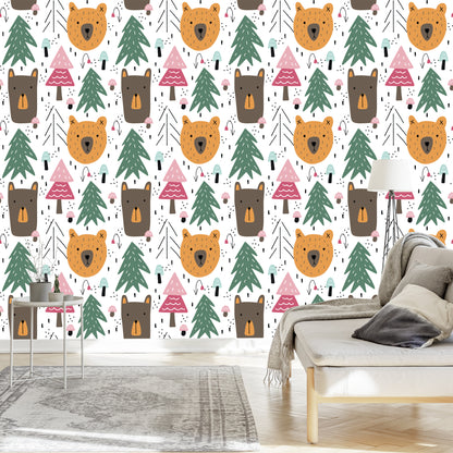 Wallpaper Bears And Christmas Trees