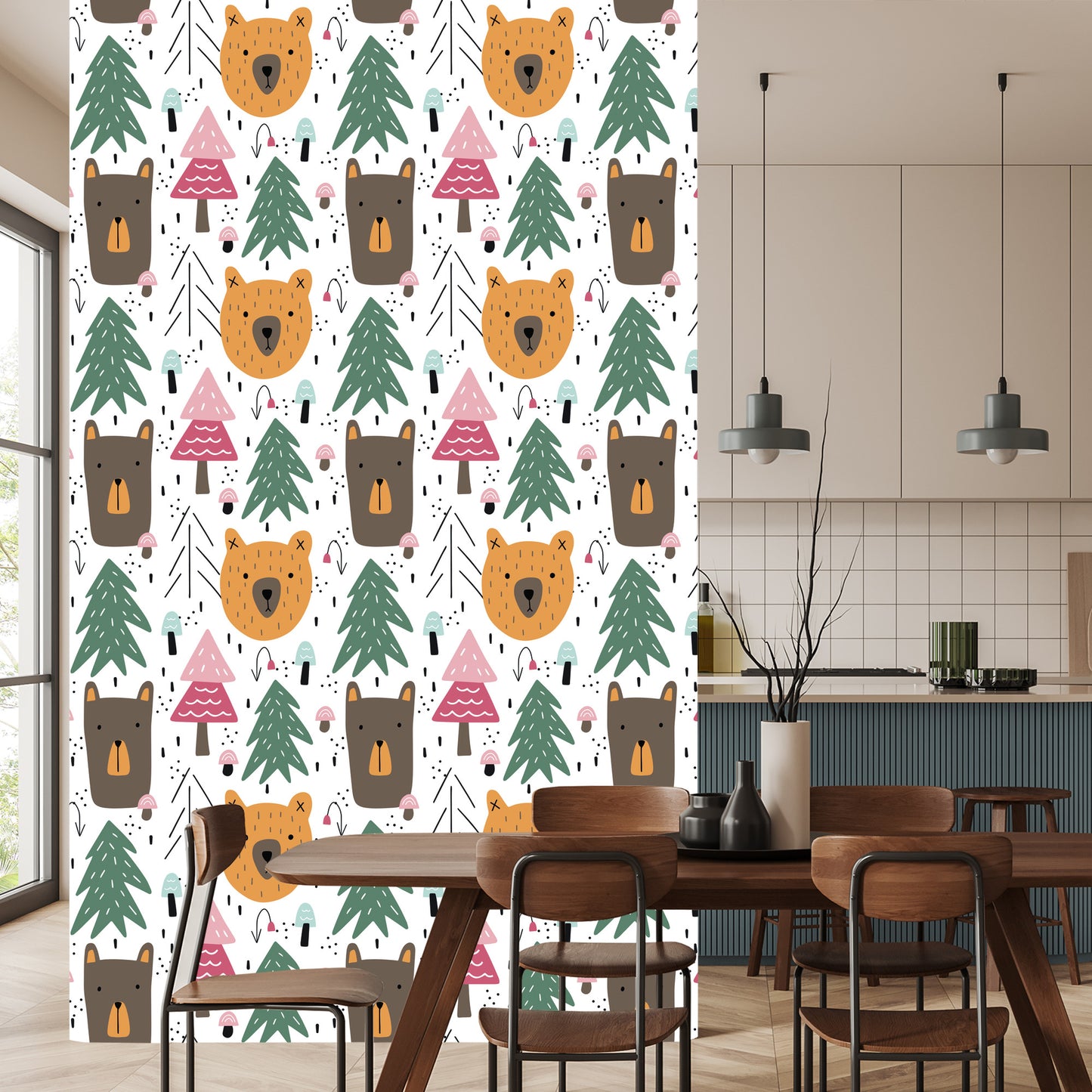 Wallpaper Bears And Christmas Trees