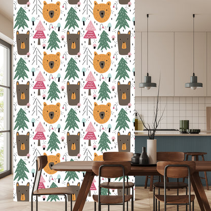 Wallpaper Bears And Christmas Trees