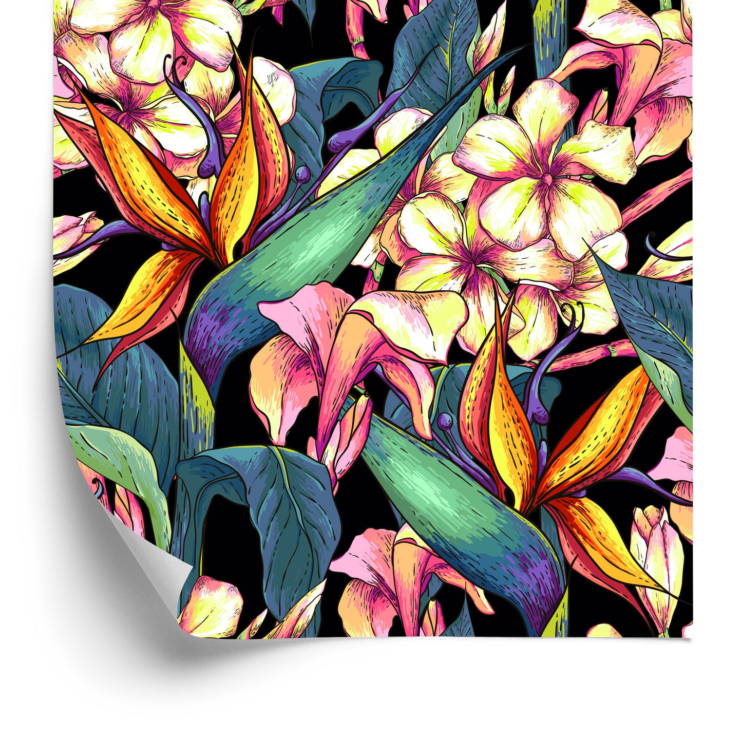 Wallpaper Tropical Leaves And Flowers