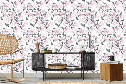 Wallpaper Magnolia Flowers In Bloom Painted