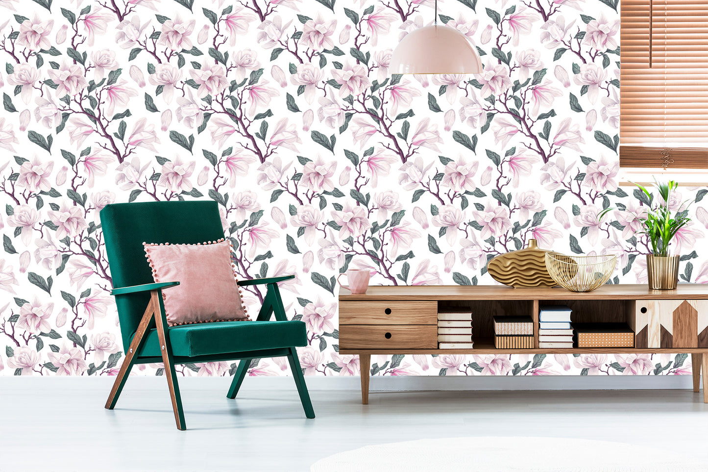 Wallpaper Magnolia Flowers In Bloom Painted