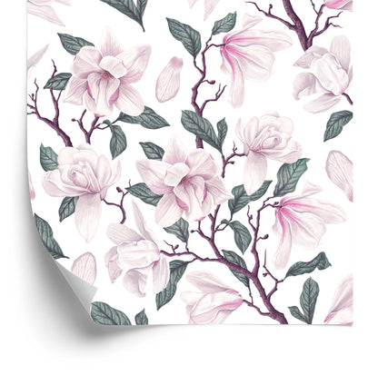 Wallpaper Magnolia Flowers In Bloom Painted