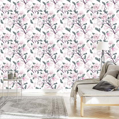 Wallpaper Magnolia Flowers In Bloom Painted