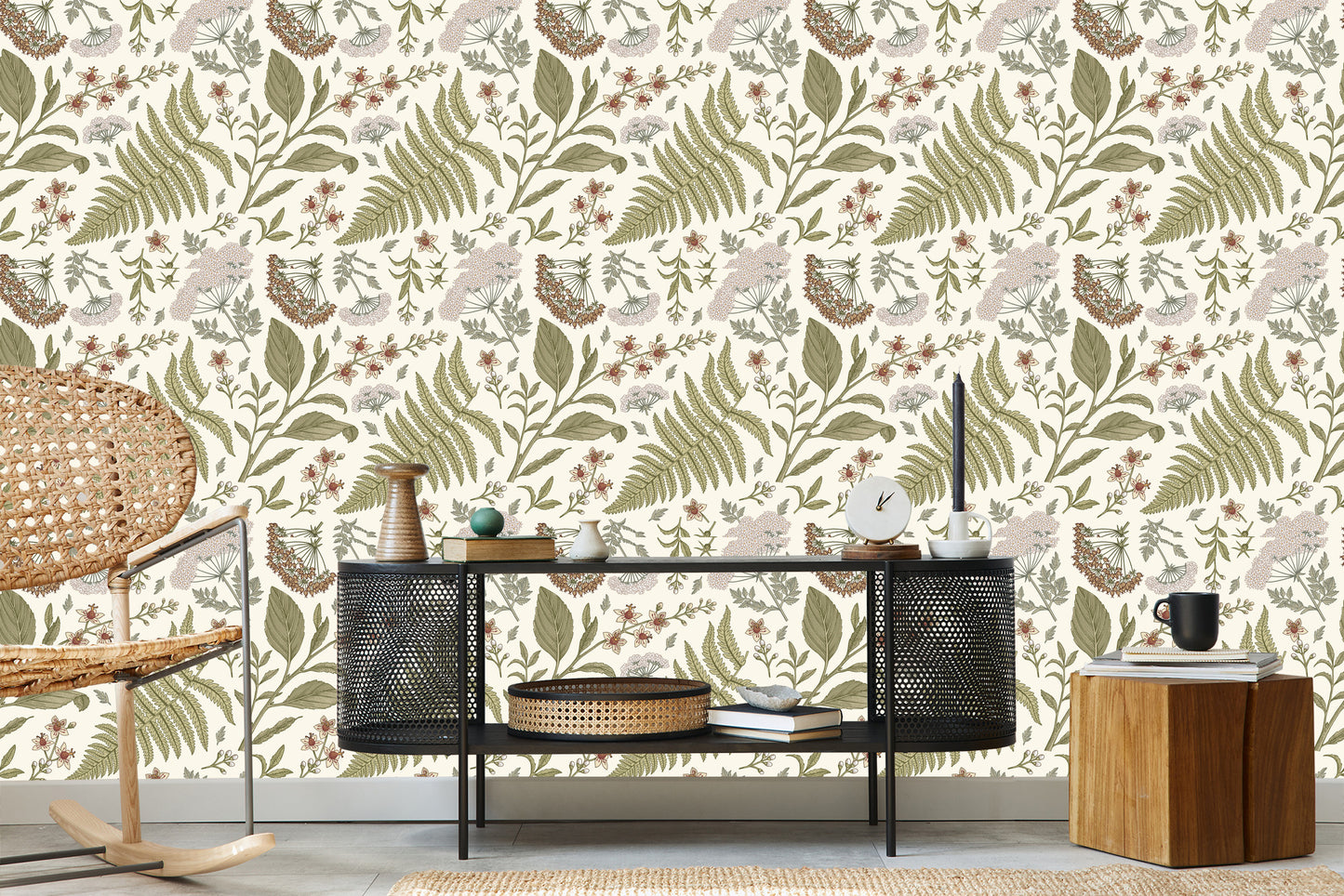 Wallpaper Retro Style Field Plants