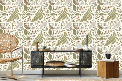 Wallpaper Retro Style Field Plants