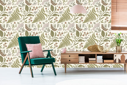 Wallpaper Retro Style Field Plants