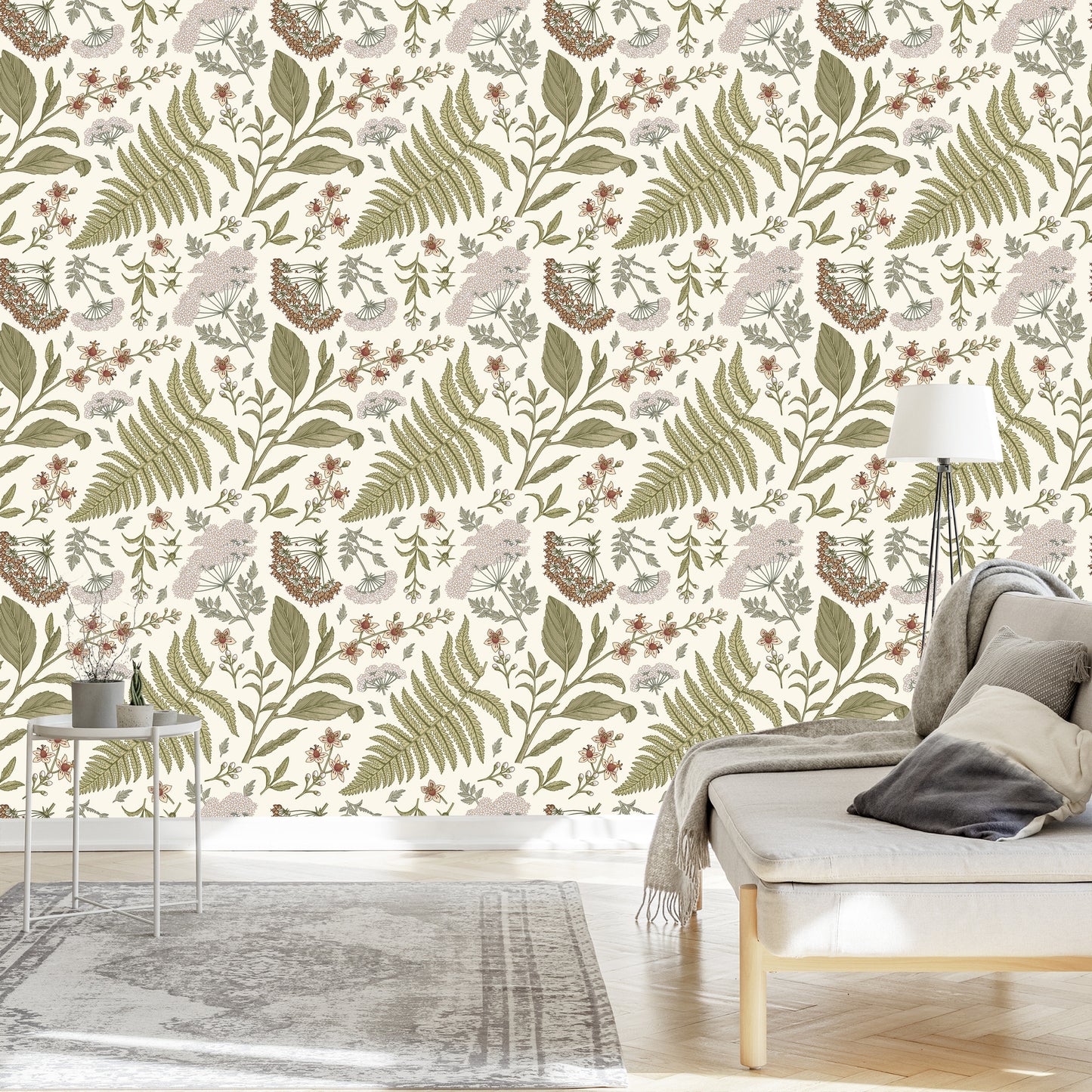 Wallpaper Retro Style Field Plants