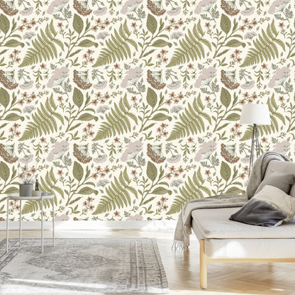 Wallpaper Retro Style Field Plants