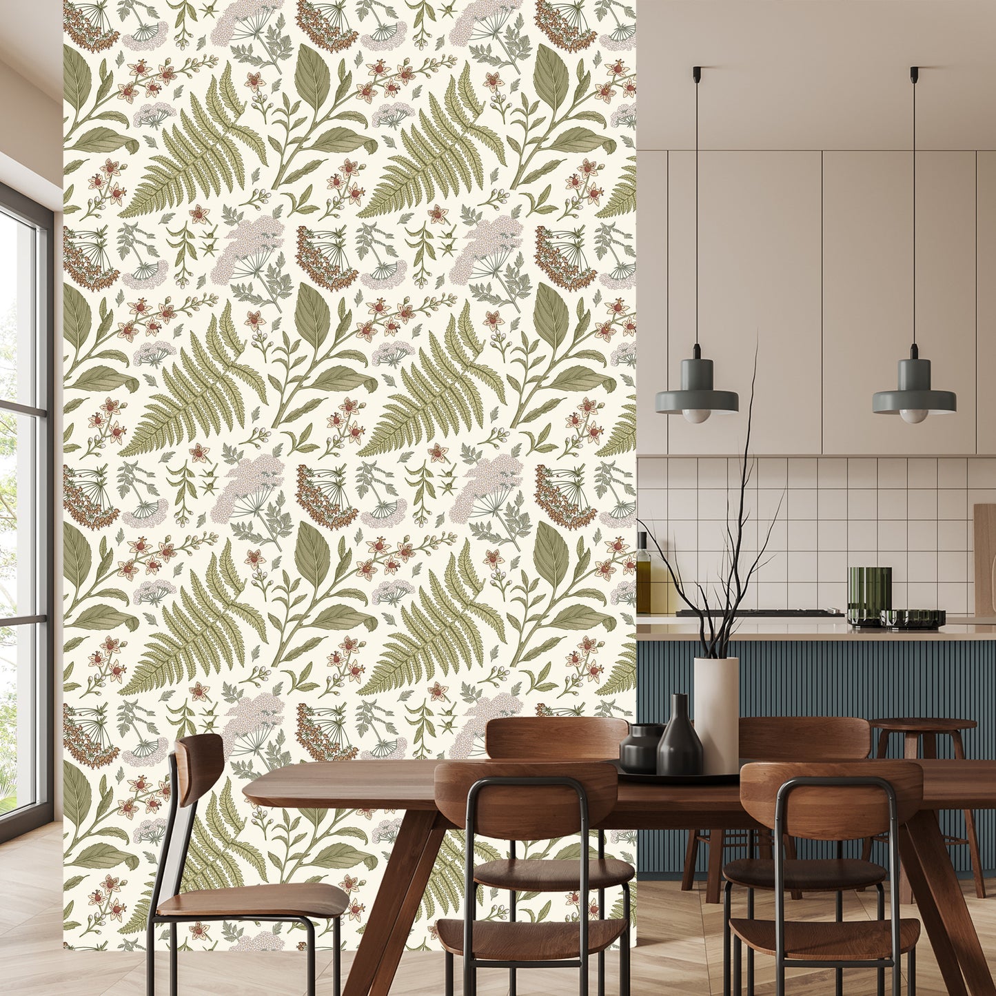 Wallpaper Retro Style Field Plants