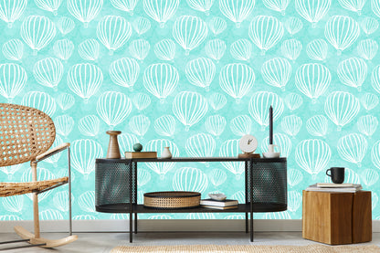 Wallpaper Hot Air Balloons On Turquoise Background