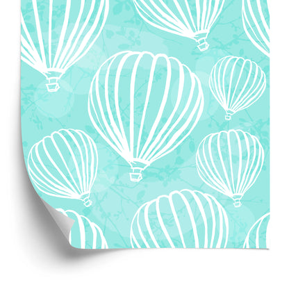 Wallpaper Hot Air Balloons On Turquoise Background
