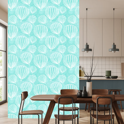 Wallpaper Hot Air Balloons On Turquoise Background