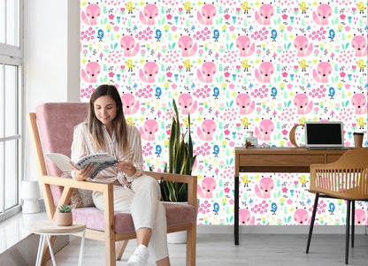 Wallpaper Cheerful Foxes And Birds