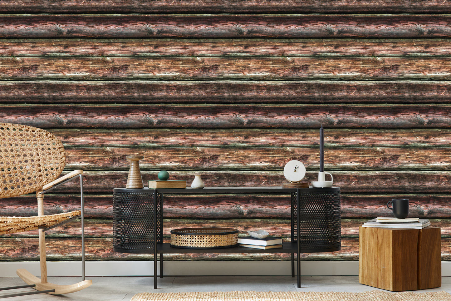Wallpaper Realistic Horizontal Wooden Boards
