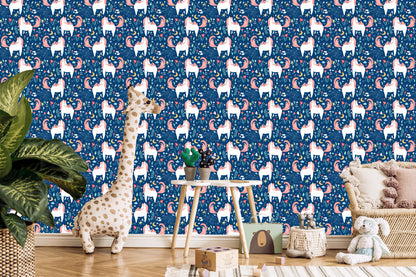 Wallpaper For Children - Unicorns And Plants