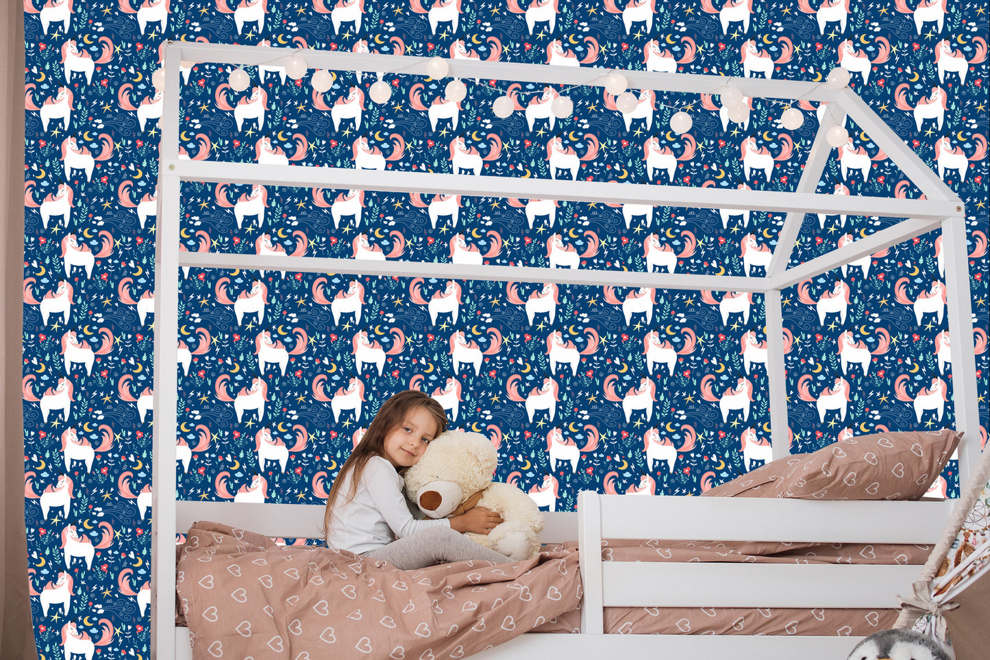 Wallpaper For Children - Unicorns And Plants