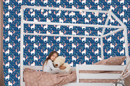 Wallpaper For Children - Unicorns And Plants