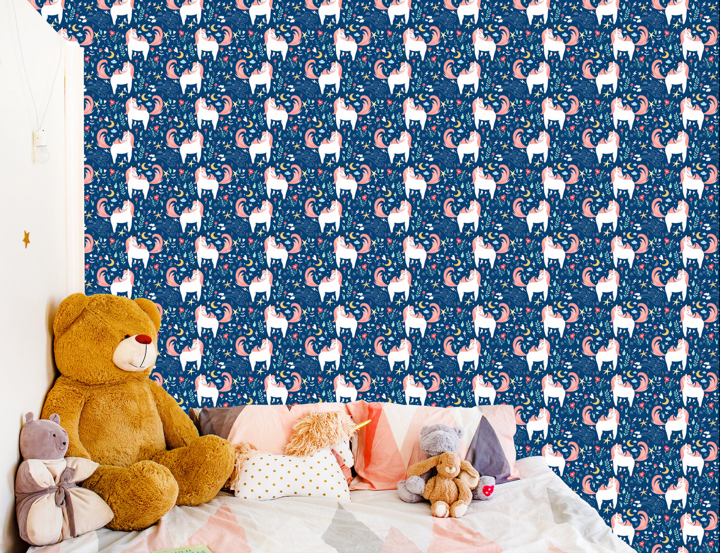 Wallpaper For Children - Unicorns And Plants