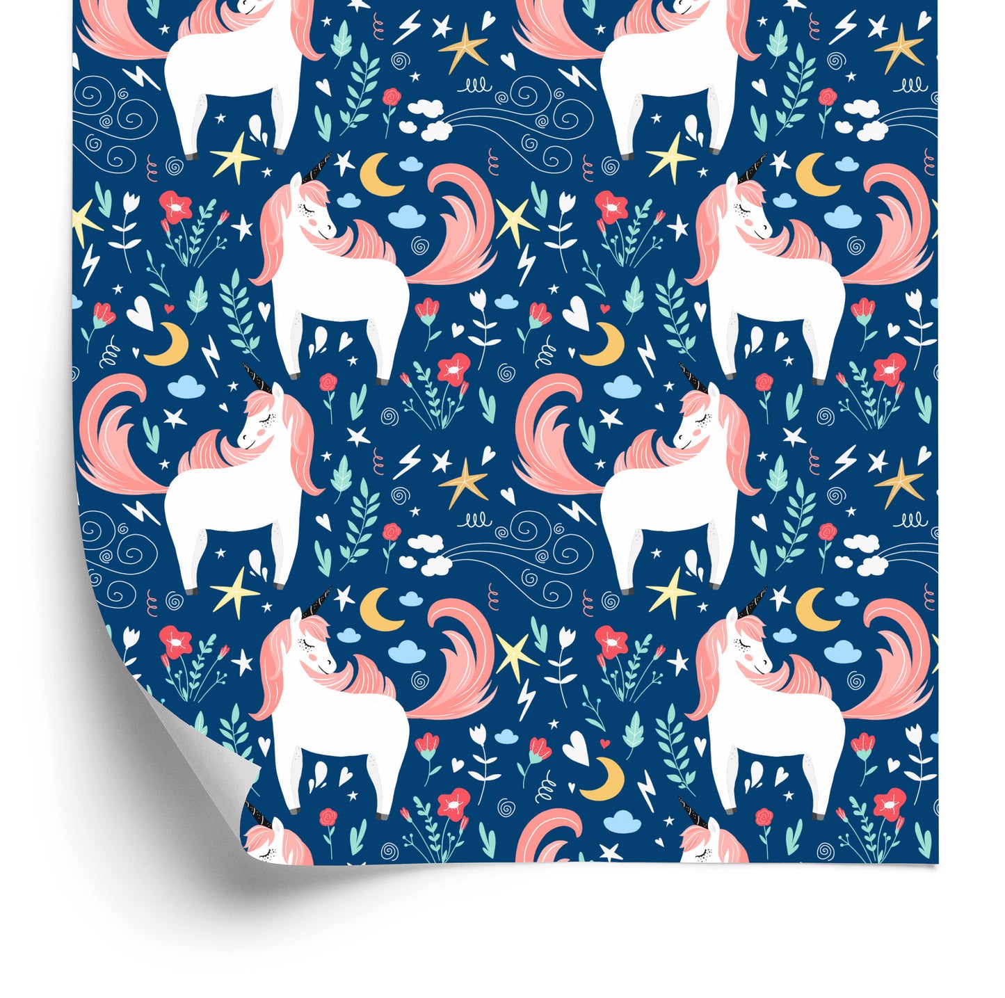 Wallpaper For Children - Unicorns And Plants