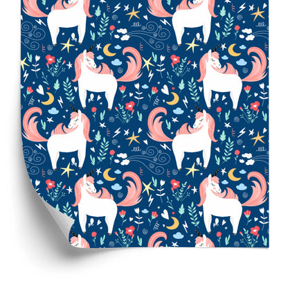 Wallpaper For Children - Unicorns And Plants