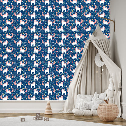 Wallpaper For Children - Unicorns And Plants