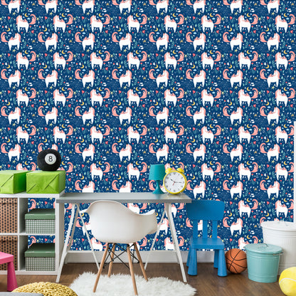 Wallpaper For Children - Unicorns And Plants