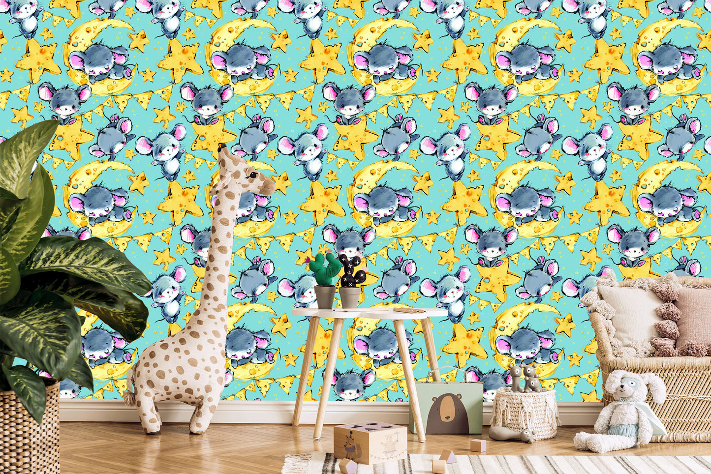 Wallpaper In Mouse Animals Star Boy's Room