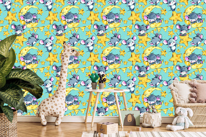 Wallpaper In Mouse Animals Star Boy's Room