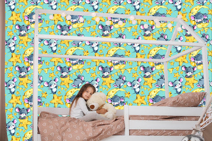 Wallpaper In Mouse Animals Star Boy's Room