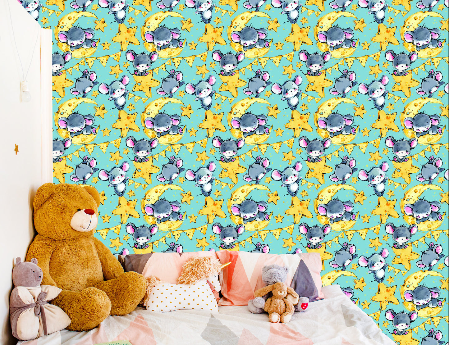 Wallpaper In Mouse Animals Star Boy's Room