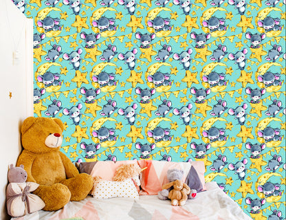 Wallpaper In Mouse Animals Star Boy's Room