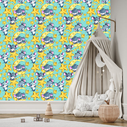 Wallpaper In Mouse Animals Star Boy's Room