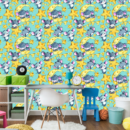 Wallpaper In Mouse Animals Star Boy's Room