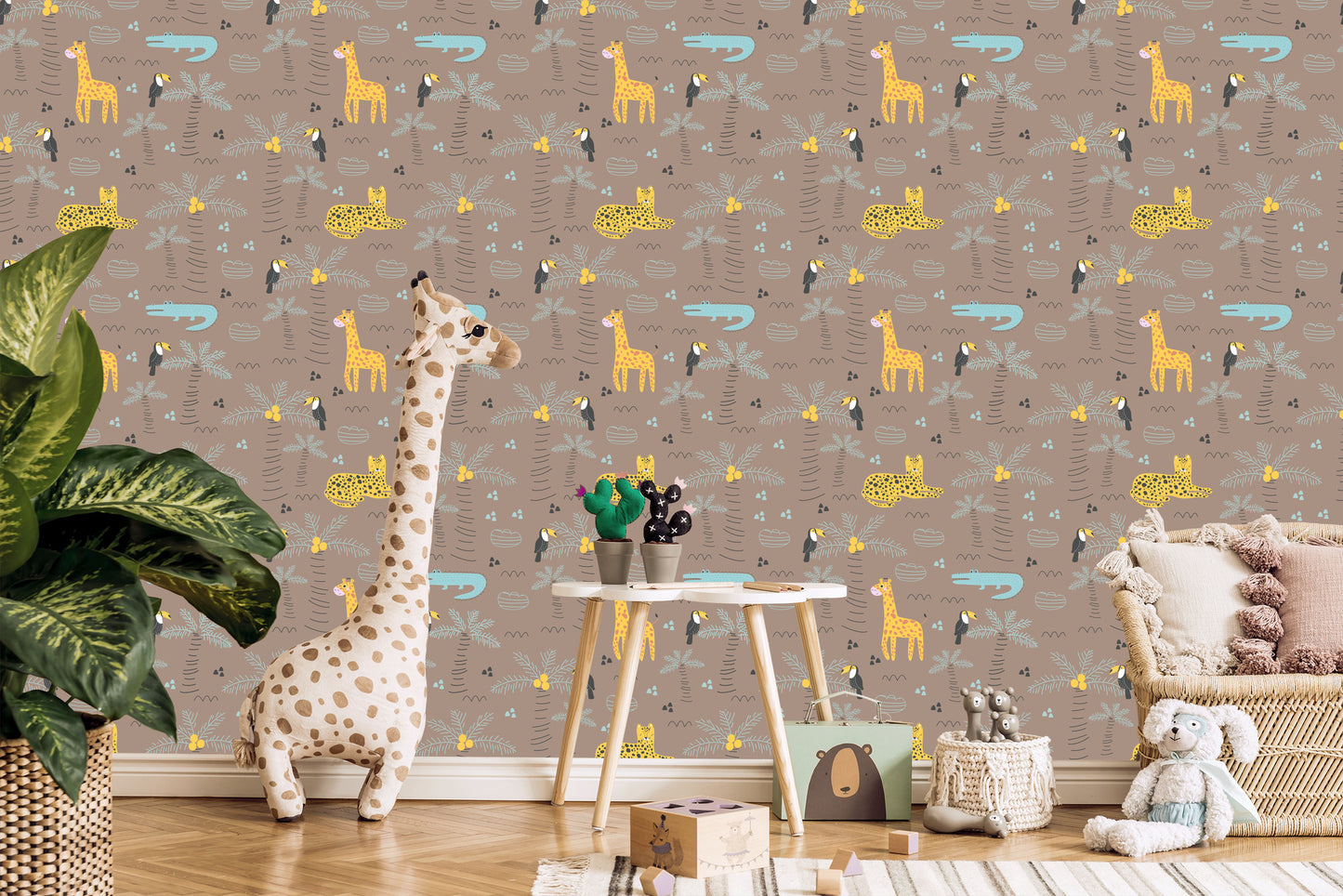 Wallpaper Crocodiles. Crocodiles. Plants. Boy's Room