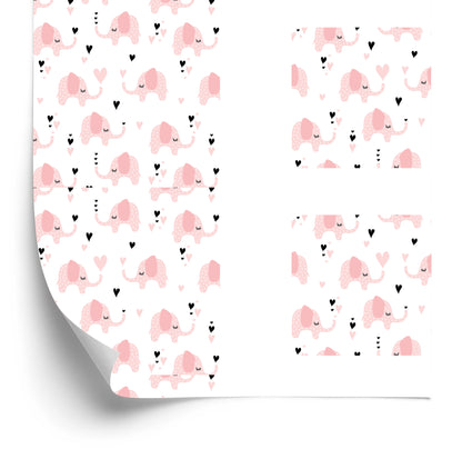 Wallpaper For Children - Elephants And Hearts