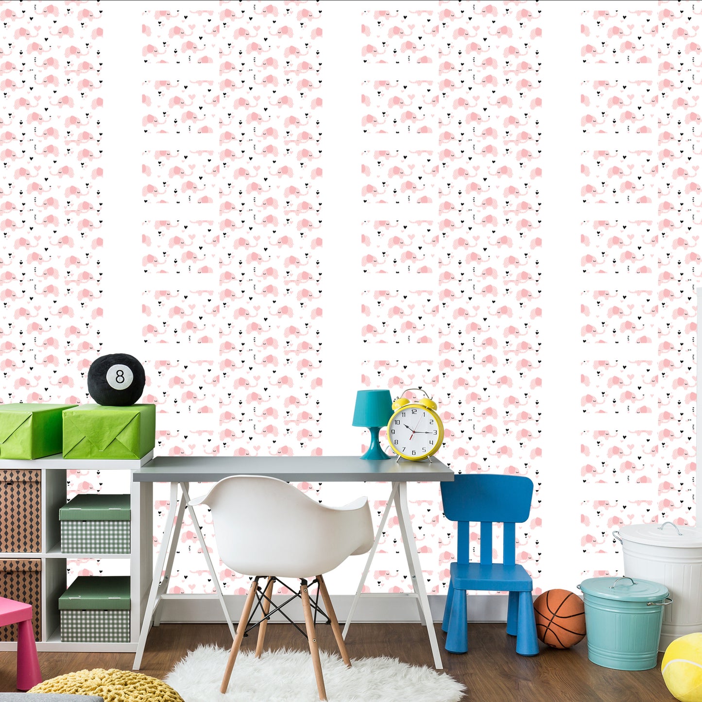 Wallpaper For Children - Elephants And Hearts