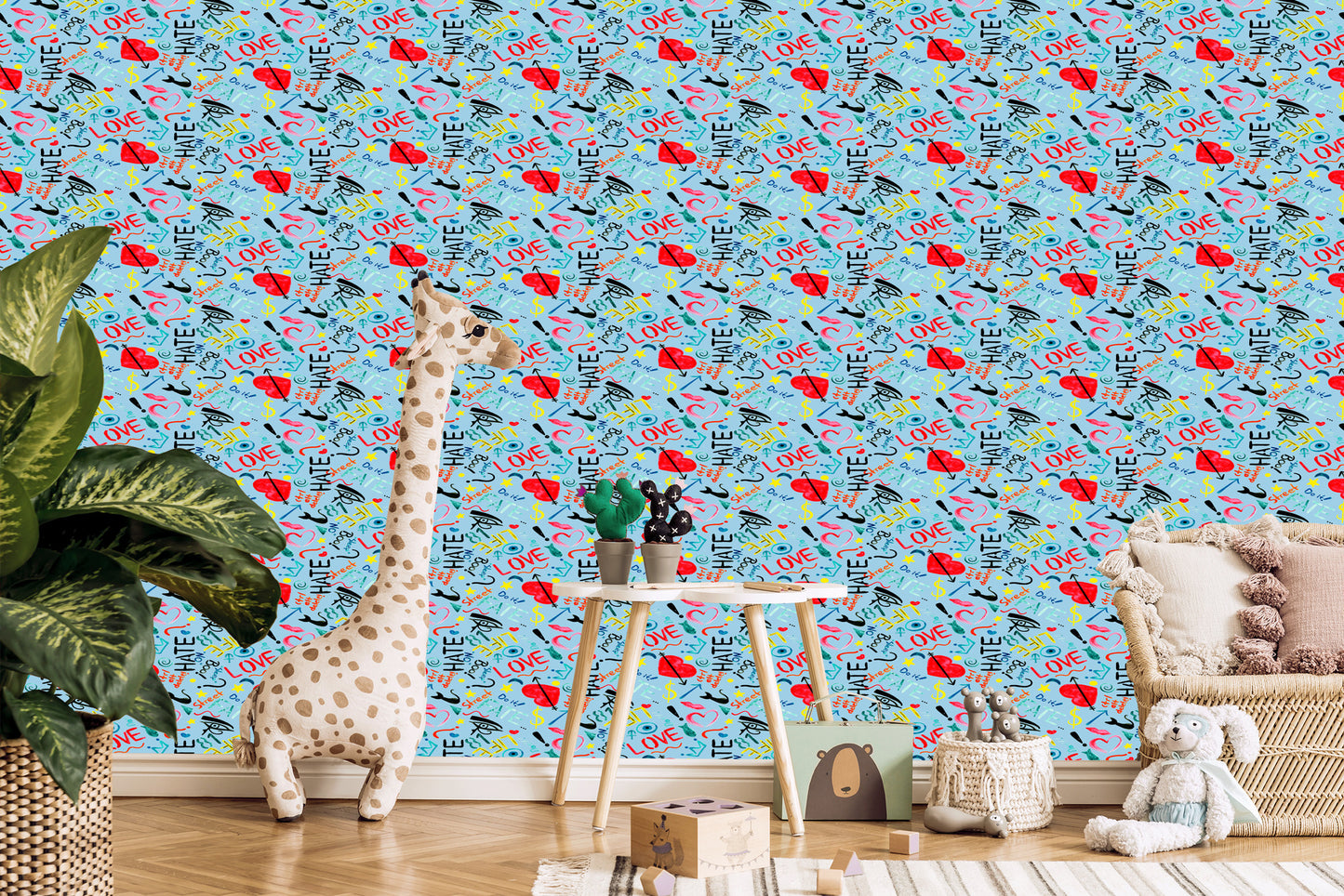 Wallpaper Colorful Patterns Painted With Watercolors