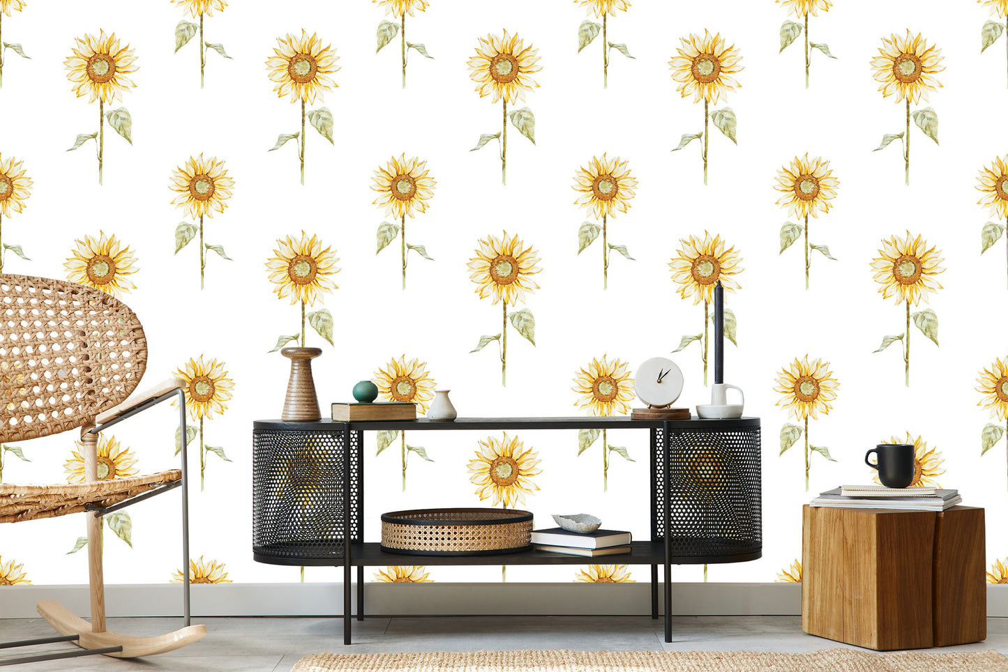 Wallpaper Vintage Painted Sunflowers