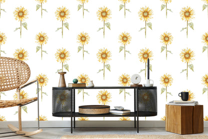 Wallpaper Vintage Painted Sunflowers