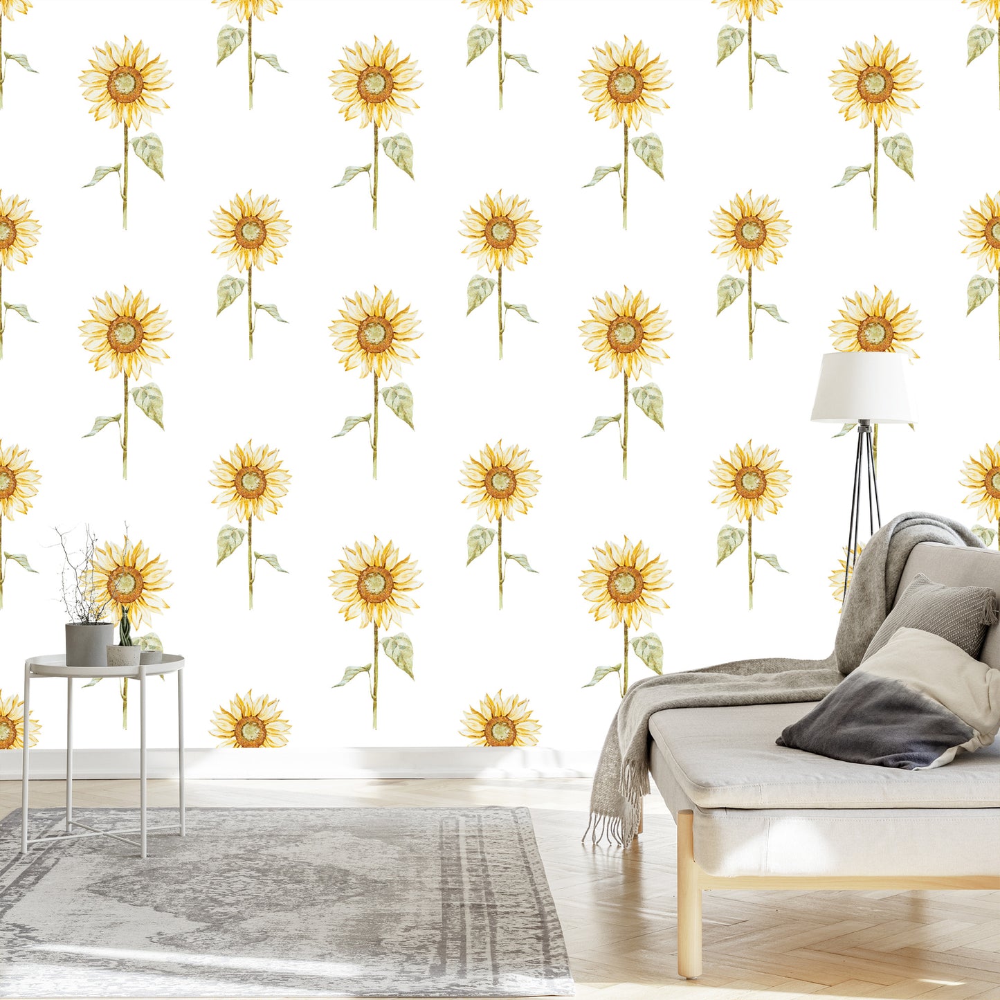Wallpaper Vintage Painted Sunflowers