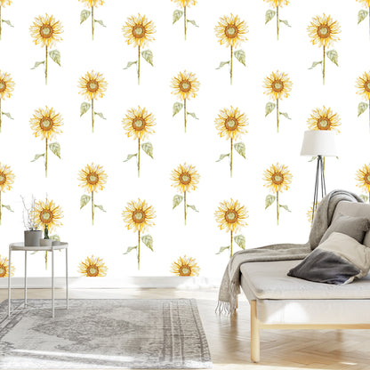 Wallpaper Vintage Painted Sunflowers