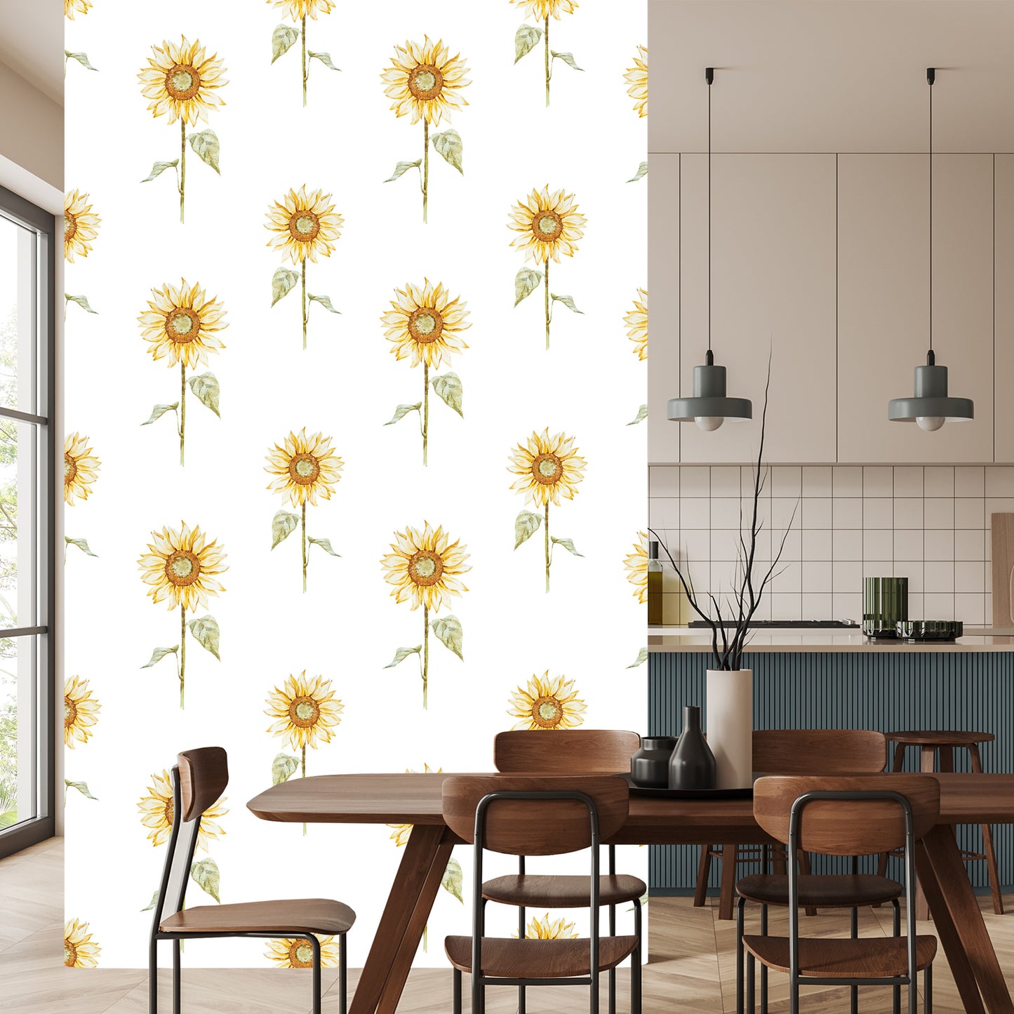 Wallpaper Vintage Painted Sunflowers
